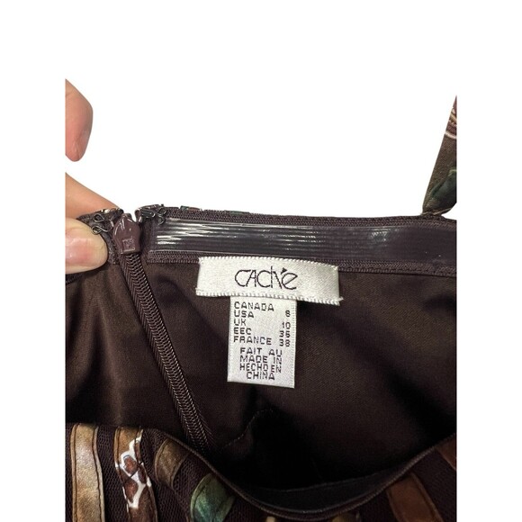 Vintage 90s CACHE Spaghetti Strap Brown Chocolate Party Cocktail Dress Size 8 - Picture 12 of 16